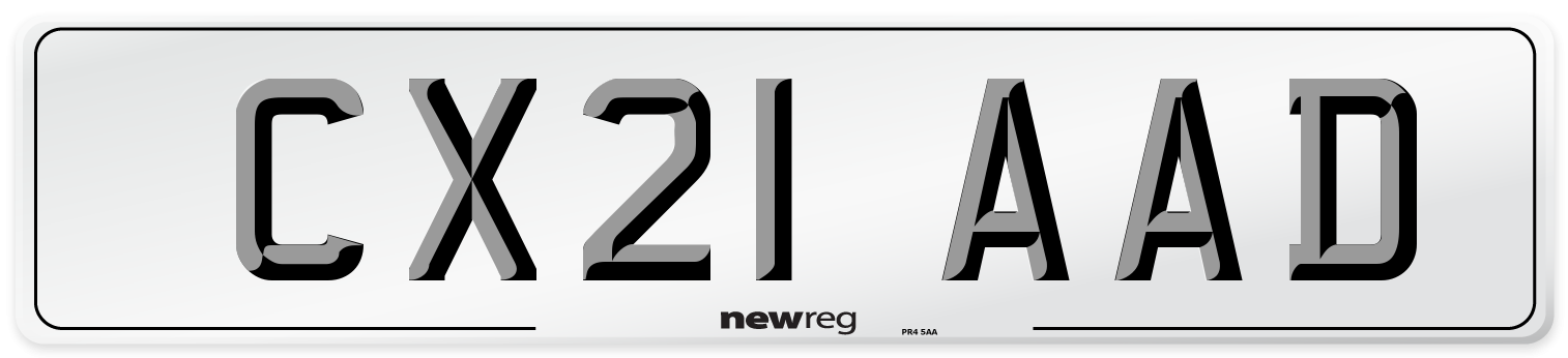 CX21 AAD Number Plate from New Reg